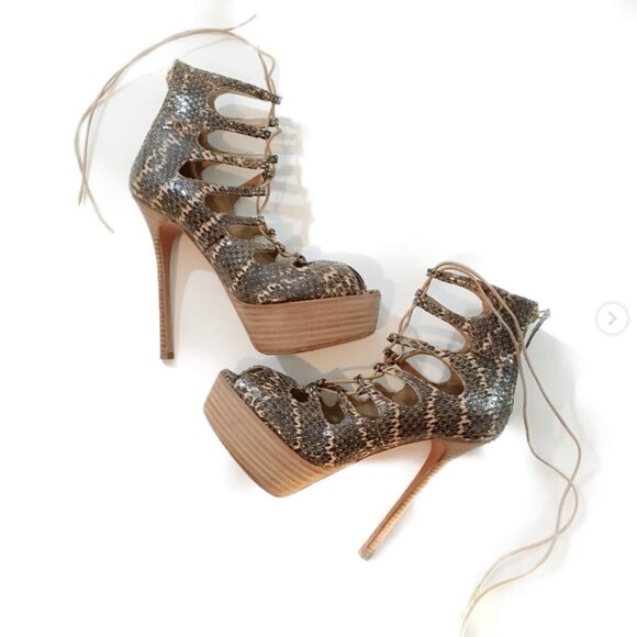 Alexander McQueen Shoes - Runway | Alexander McQueen | Genuine Python Gladiator Cage Platform Heels | RARE